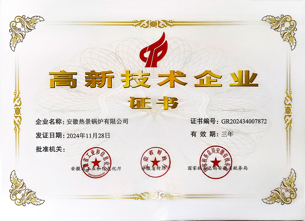 安徽热景锅炉有限公司高企证书